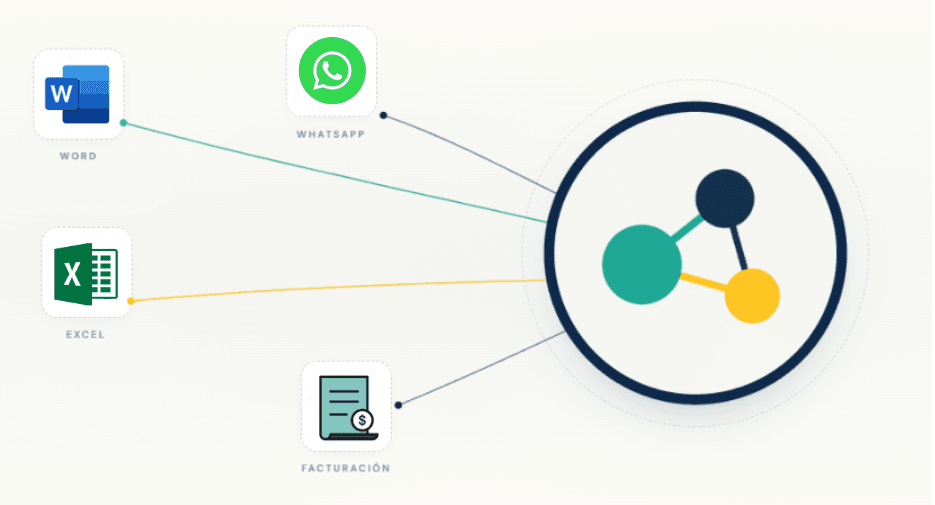 Ilustración — herramientas desconectadas convergiendo en Clasbi